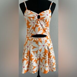 NYC Orange and White Floral Jumpsuit